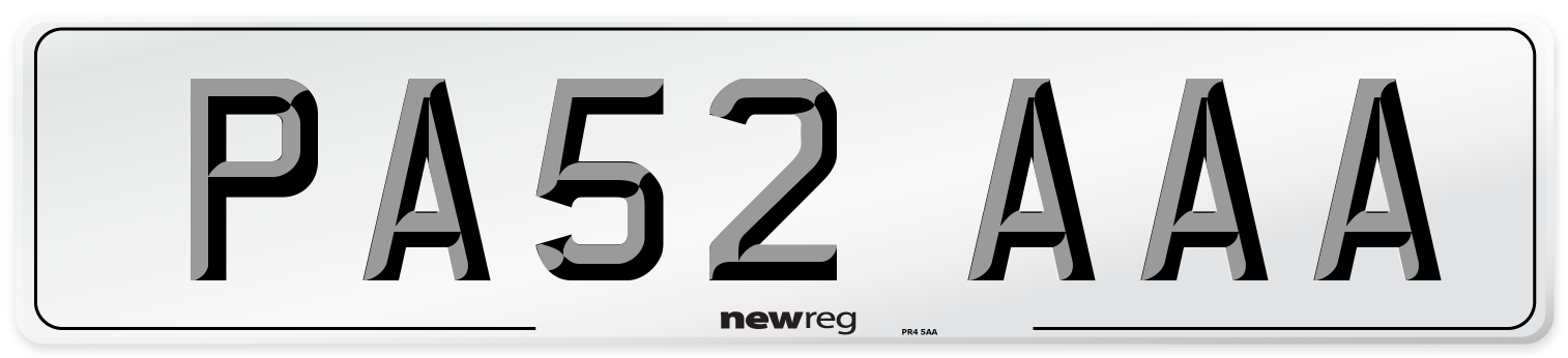 PA52 AAA Number Plate from New Reg
